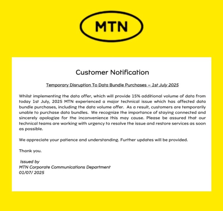 MTN Ghana Assures Customers of Resolving Data Bundle Dusruptions