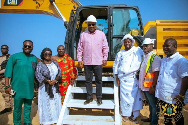 President Mahama Cuts Sod for Blekusu Sea Defence Project phase II