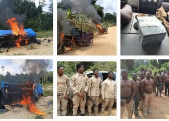 NAIMOS Storms Oda Forest Reserve in Ashanti Region, Arrests Armed illegal Mining Thugs, Seizes Bribery Monies and Destroy Several Makeshift Structures and Mining Equipment.