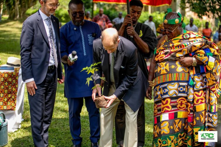 DUKE OF EDINBURGH PLANTS A TREE SEEDLING AT ABURI BOTANICAL GARDENS