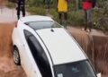 Sunday Downpour Sweeps a Vehicle Away at Pantang
